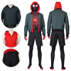 Miles Morales Cosplay Costumes Spider Man Into The Spider Verse Miles Green Coat
